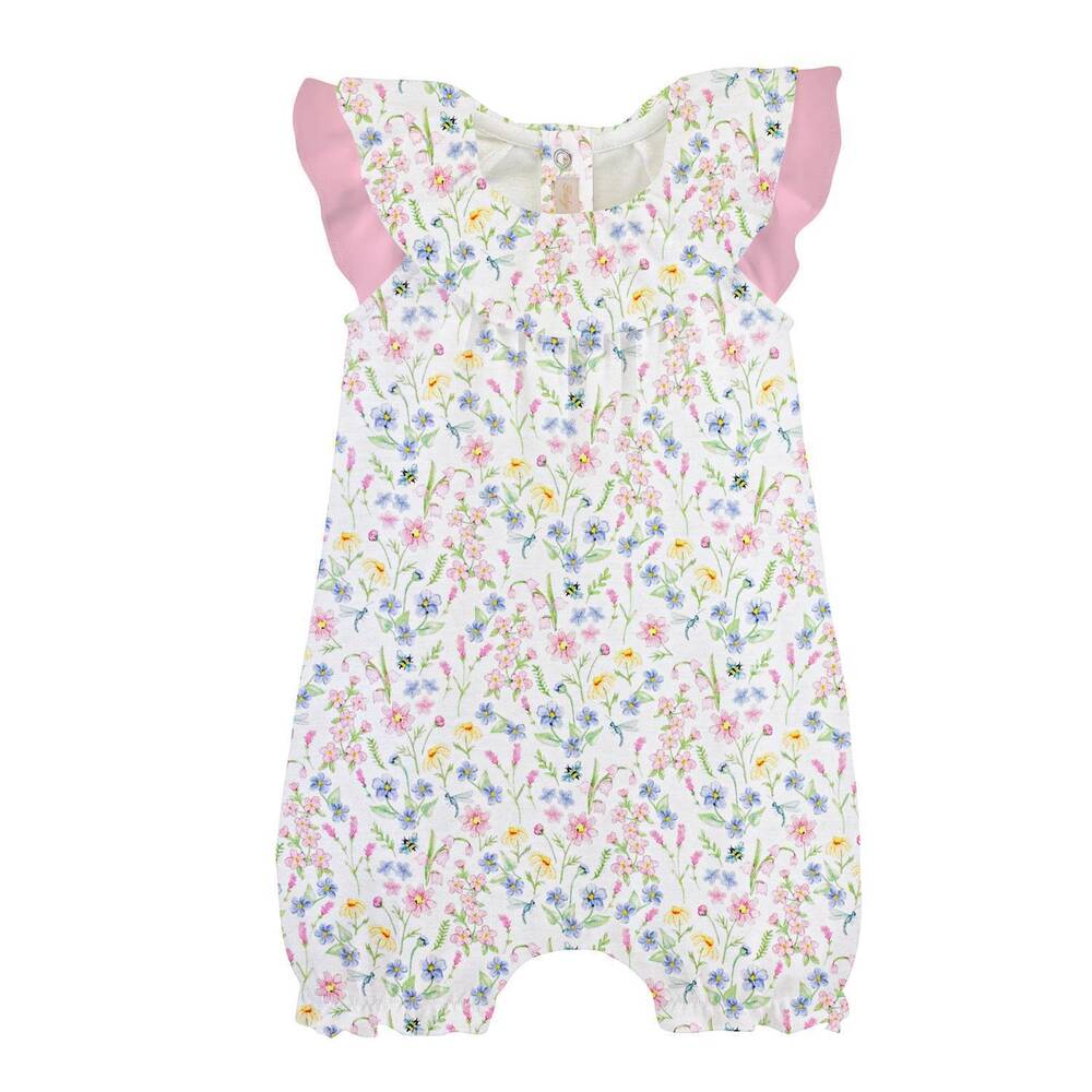 NEW BABY CLUB CHIC girl's spring blush ruffled romper in white/pink